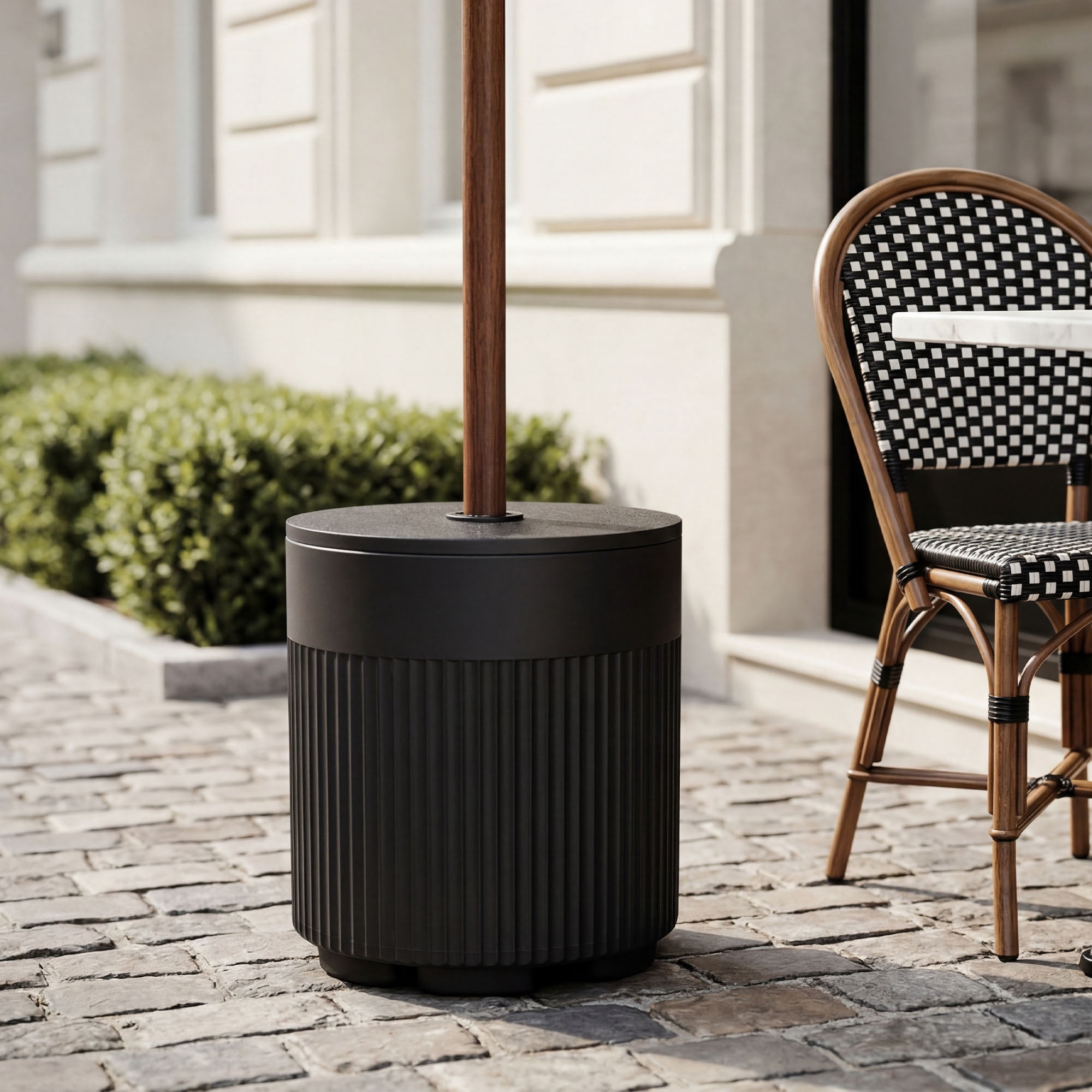 VENTOPYR 14.6" Umbrella Side Table with Water Bag, Weighted Patio Stand for 1.5"-1.9" Poles, Holds 66 lbs – Portable for Outdoor, Black
