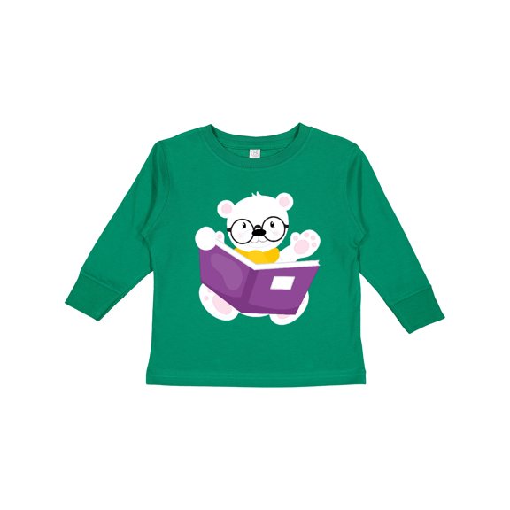 Inktastic Bear Going to School, Polar Bear, Cute Bear, Books Boys or Girls Long Sleeve Toddler T-Shirt
