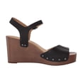 thumbnail image 5 of Lucky Brand Zashti Black Leather Open Toe Platform Embellished Wedges Sandals (BLACK, 10), 5 of 6