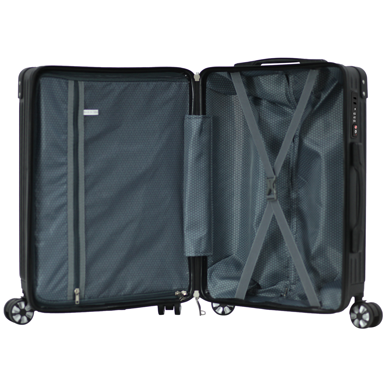 Luggage 3-Pieces Set ABS Durable Suitcase Black 20"24"28" Luggage 3-Pieces set black