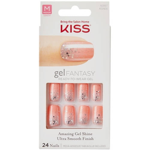 Kiss Gel Fantasy Nail Kit, Medium Length, 60667 Freshen Up, 51 pc -