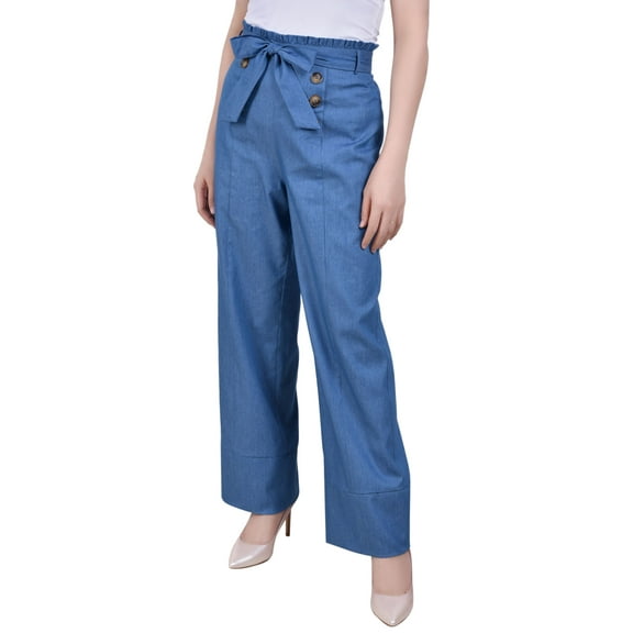 Petite Size Full Length Pull On Sailor Pants Med Denim PL