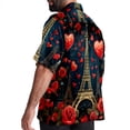 thumbnail image 3 of Eiffel Tower Valentine's Day Men's Short Sleeve Spread Collar Hawaiian Shirts, Casual Printed Button Down Summer Beach Tops, Unisex Men's Shirts, 3 of 6