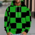 thumbnail image 2 of ZCFZJW Mens Casual Drawstring Hooded Sweatshirts Fashion Plaid Print Long Sleeve Warm Pullover Tops Trendy Oversized Baggy Hoodie Outwear Coat with Pocket Green XL, 2 of 5