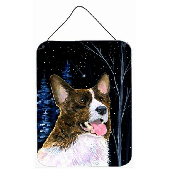 12 x 16 in. Starry Night Corgi Aluminium Metal Wall Or Door Hanging Prints
