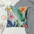 thumbnail image 2 of GOSMITH  Plant Throw Pillow Cushion Cover, Bird of Paradise Palm Leaf and Assorted Exotic Flowers Watercolor, Decorative Square Accent Pillow Case White, 2 of 5