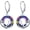 Rainbow, variant on Cat Earrings Sterling Silver Dangle Drop Leverback Earrings with Color-change Circle Crystal, Cat Jewelry Gifts for Cat Lovers