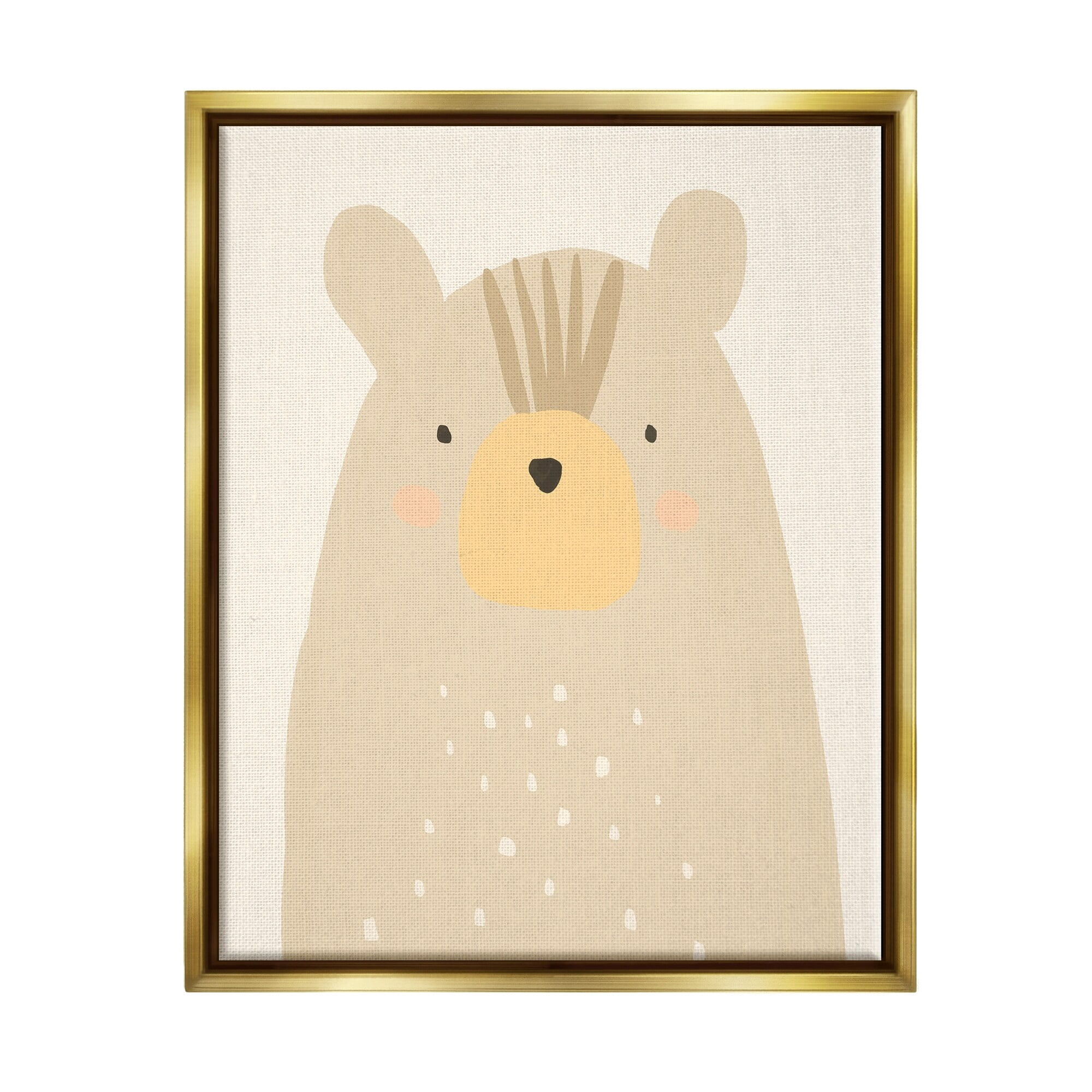 Stupell Industries Charming Brown Bear Casual Style Animal Drawing Graphic Art Metallic Gold Floating Framed Canvas Print Wall Art, Design by Heather McLaughlin