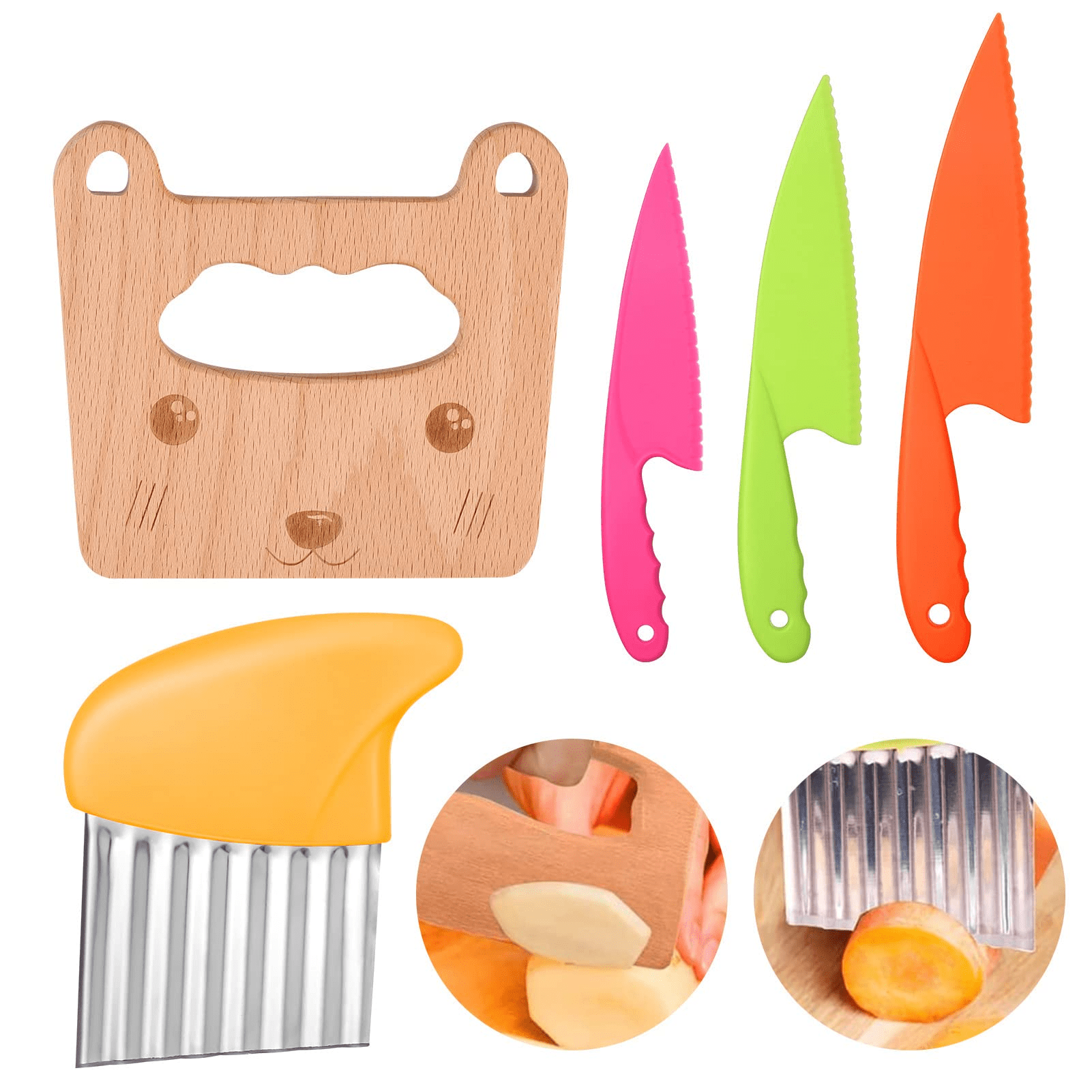 Springcorner 5PCS Kitchen Safety Knives for Kids, Reusable Children's