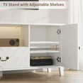 thumbnail image 6 of Retro V-Shaped TV Stand for 65" TV – Entertainment Center with LED Lights, 2 Storage Compartments and 1 Drawer Console Table for Living Room and Bedroom, 6 of 7