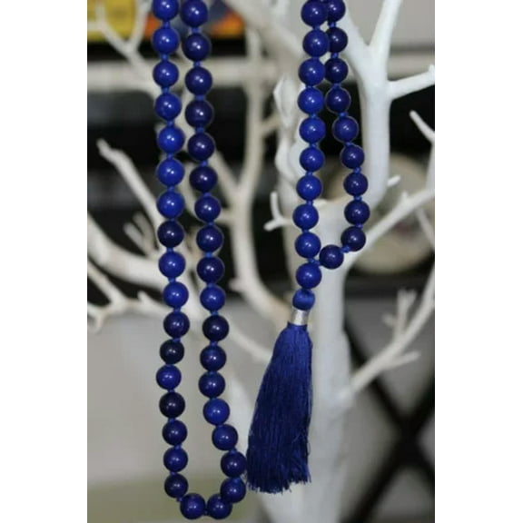 K-KED GENUINE LAPIS LAZULI JAPA MALA ROSARY 108 BEADS PRAYER BEADS MEDITATION YOGA 8mm