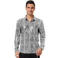 thumbnail image 2 of Unique Bargains Big & Tall Men's Leopard Print Button Down Long Sleeve Shirt, 2 of 6