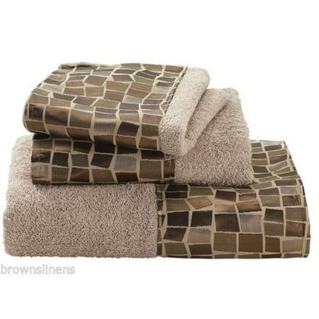 Popular Bath Mosaic Stone Bronze 3 Piece Bath Towel Hand Towel Wash Cloth Set Walmart Com Walmart Com