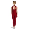 thumbnail image 4 of Haitryli Kids Girls Full Length Unitard  Shiny Rhinestone Sleeveless Gymnastics Leotard Jumpsuit Catsuit Dancewear Burgundy 8, 4 of 5