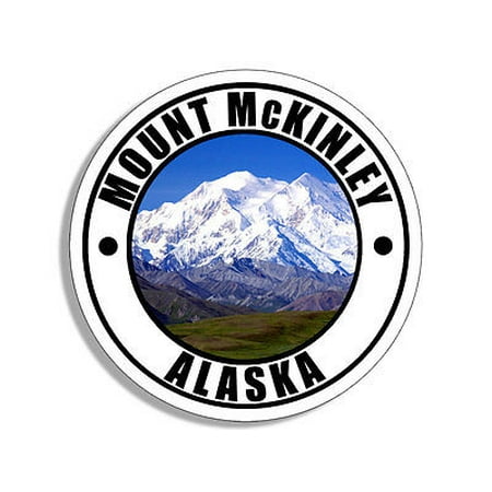 4x4 inch Round MOUNT MCKINLEY ALASKA National Park Sticker - mt hike camp