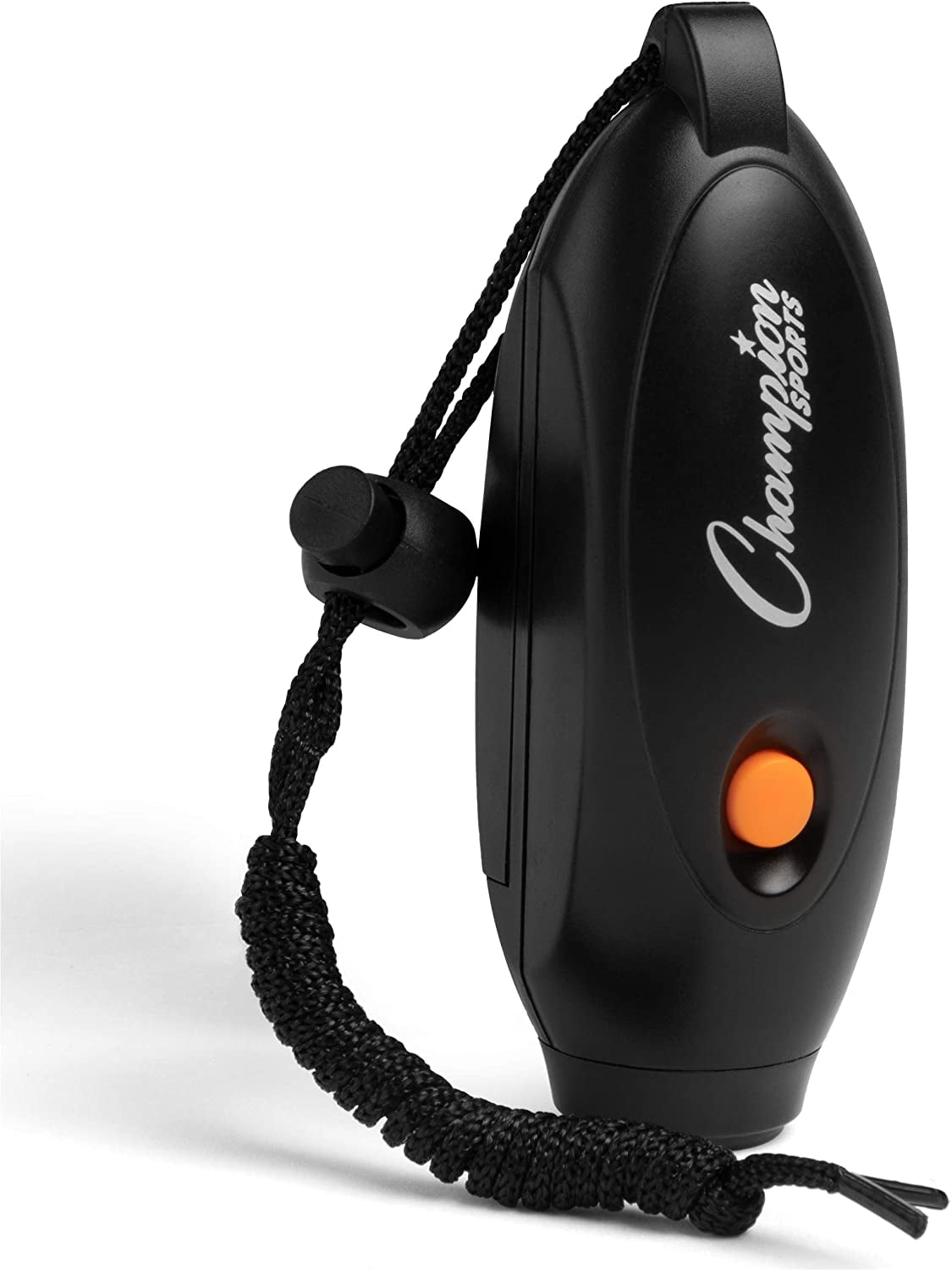 Champion Sports Electronic Hand Whistle, Three Tone-for Sports Coach, Referee, PE Teacher, Lifeguard, & Personal Use -Push Button, Handheld, Indoor and Outdoor, Adjustable Volume & Wrist Strap Black