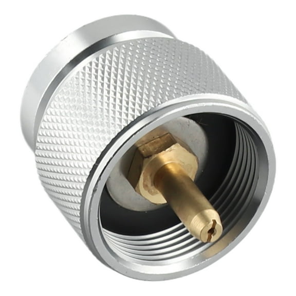 YAAQII for Camping Gas Stove Adapter - 1L Propane Small Tank Input to EN417 Valve Output Converter - Lightweight Aluminum Alloy & Copper Construction with Auto Shut-Off Valve for Outdoor Cooking