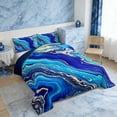 thumbnail image 3 of Manfei Blue Marble Comforter Sets King Size, Modern Aesthetic Marbling Comforters & Duvets, Watercolor Artwork Bedding King Comforter Set, Ultra Soft Bedroom Decor, 3-Piece Reversible, 3 of 7