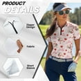 thumbnail image 5 of COEQINE Valentine's Day Women 1/4 Zip Golf Shirts V Neck Lightweight Tennis Activewear Moisture Wicking Soft Golf Polo Tops Cute Pig Rose My Heart Pink Print Sportswear, XL, 5 of 7