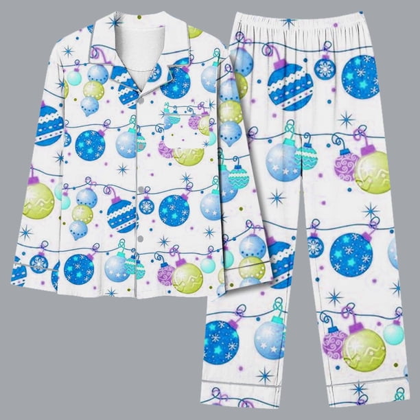 Puntoco Pijamas para mujer, moda informal para mujer, pijamas navideños con estampado de manga larga, pantalones y blusas casuales