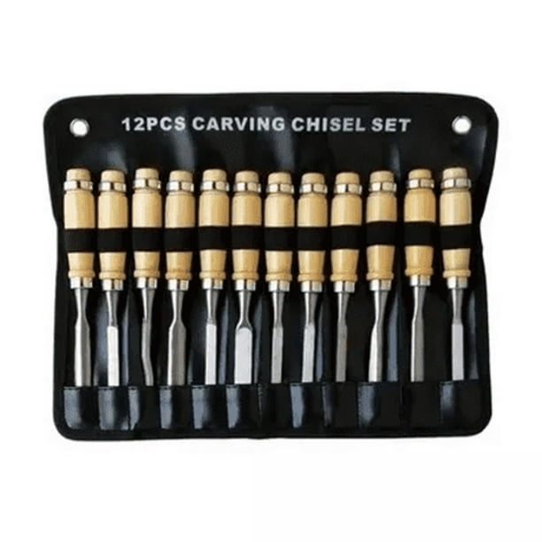 Cincel Formon Juego Madera Gubia Carpintero Tallado 12 pzs Marron/Plata