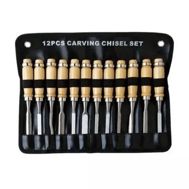 Cincel Formon Juego Madera Gubia Carpintero Tallado 12 pzs Marron/Plata