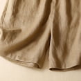 thumbnail image 6 of QATAINLAV Wide Leg Linen Shorts Women Summer Elastic High Waisted Shorts with Pockets Loose Cotton Comfy Short Pants Solid Color Lightweight Beach Shorts, Khaki, XXL, 6 of 7