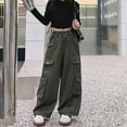 thumbnail image 6 of Coerni Cargo Pants for Tween Girls Y2K Streetwear Cargo Parachute Pants Elastic Waist Loose Trousers Hip Hop Oversized Trousers, 6 of 7