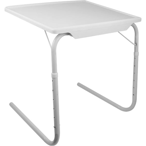 White Adjustable TV Tray Table - Foldable Sofa Couch TV Tray with 3 Angles - Portable Bed Dinner Table for Eating Snack Food - Bed Laptop Desk