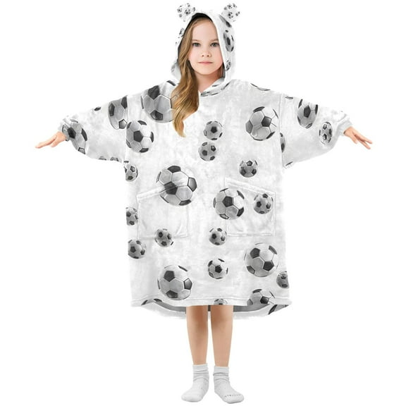 joogoo Wearable Blanket Hoodie for Soccer Football Oversized Sherpa Hooded 3-14 YR M