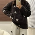 thumbnail image 4 of Lopecy-Sta Womens Sleepwear Top Fuzzy Loungewear Star Daily Comfortable Wool Winter Warm Home Clothes Pajamas Long Sleeve Top, 4 of 4
