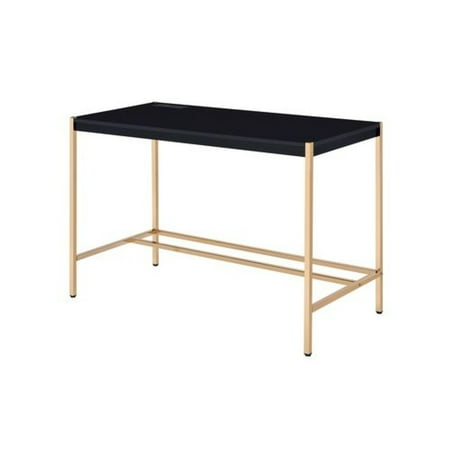 UPC: 0192551789357 | Writing Desk with USB Dock and Metal Legs  Black and Rose Gold- Saltoro Sherpi