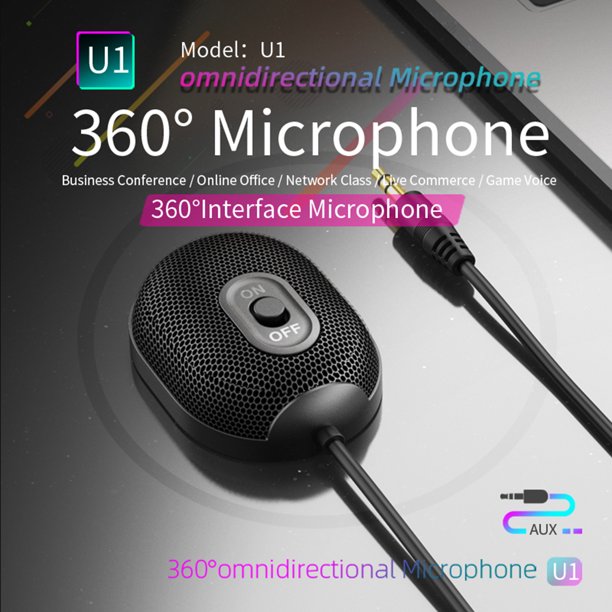 Gwong Electrónica U1 Micrófono omnidireccional Estable Portátil Buen efecto de recogida de 3.5 mm Conferencia Conferencia Micrófono para Oficina