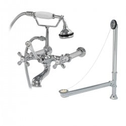 Bathroom Wall Mount English Telephone Clawfoot Tub Faucet Complete Set