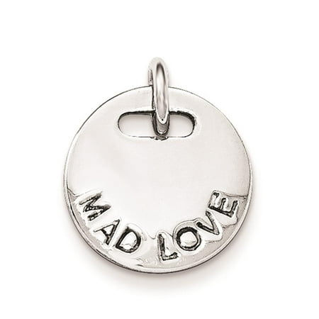 925 Sterling Silver Polished Mad Love Charm Pendant