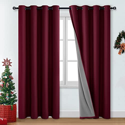 DWCN Burgundy Blackout Curtains 84 Inch Length 2 Panels Set for Living
