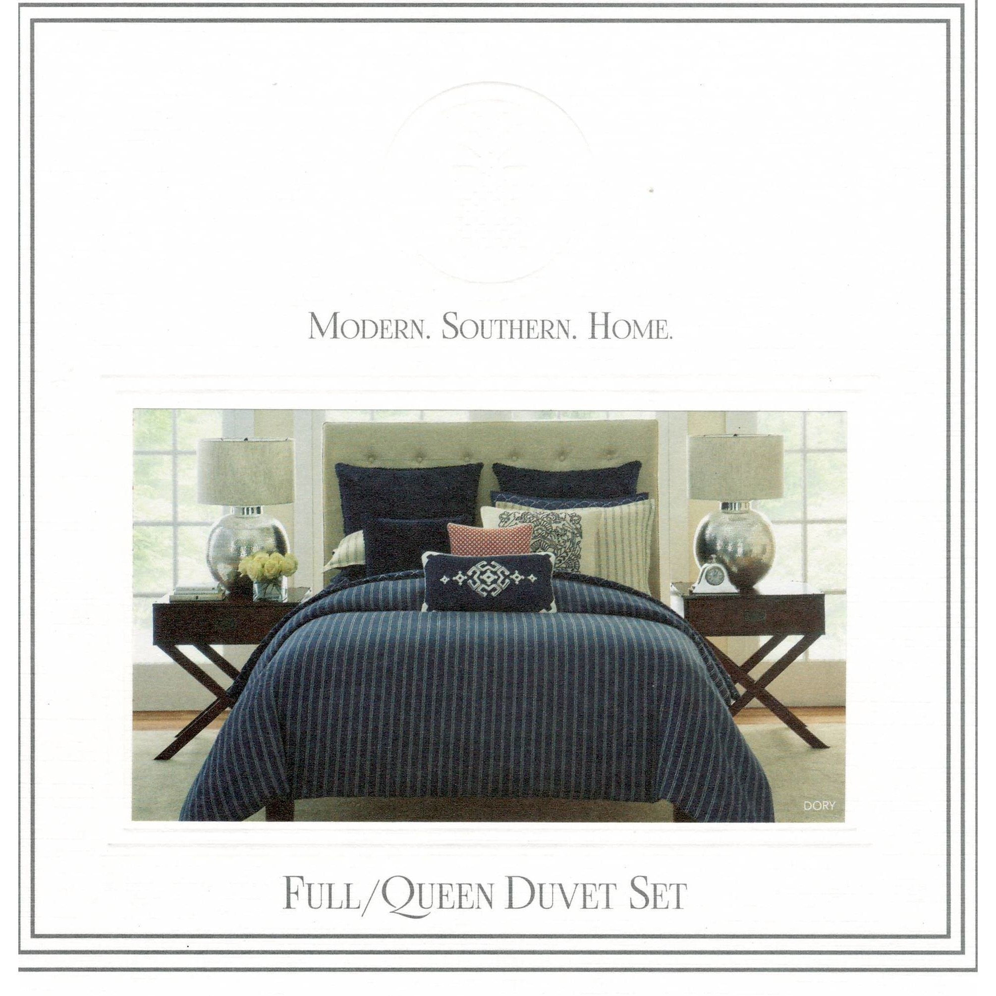 Modern Southern Home Dory Striped Full Queen Duvet Set 3 Pcs Blue Walmart Com Walmart Com