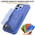 thumbnail image 6 of TECH CIRCLE for iPhone 16 Pro Max (2024 Release) 6.9" Rugged Plastic Case with Built-in Card Holder Slot (Up to 5 Cards), Built-in Makeup Mirror, Lightweight Shockproof Wallet Phone Cover, Blue, 6 of 7