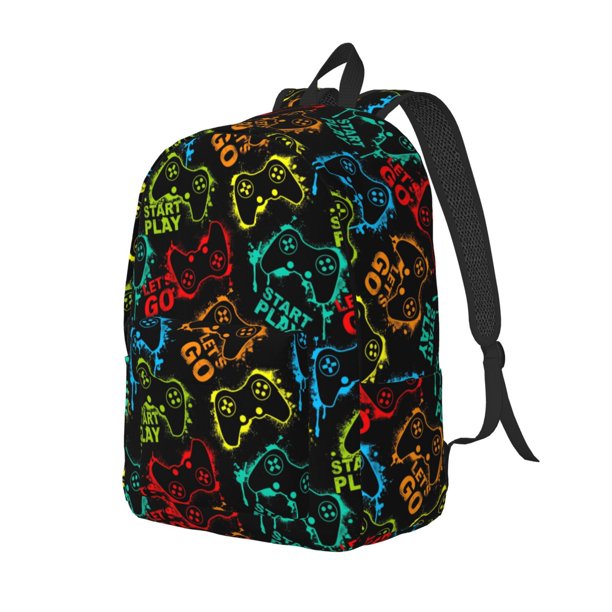 Easygdp Play Game Start Mochila de Lona Resistente para Laptop, Compatible con Laptops de 15 a 17 pulgadas, Ideal para Escuela, Trabajo y Viajes-Small