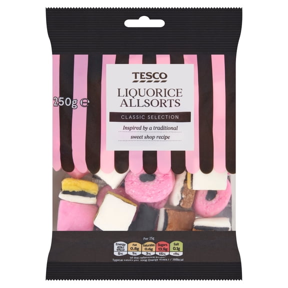 Tesco Liquorice Allsorts Sweets 250G, Imported from Britain