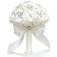 thumbnail image 4 of Maytalsory Wide Application Satin Rose Bouquet Realistic Appearance For Wedding Photo Shoots Wedding Bouquet Cream 1Set, 4 of 6