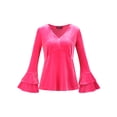 thumbnail image 1 of Blusa de terciopelo con cuello en V para mujer Rosa Caliente XS, 1 of 5