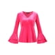 thumbnail image 1 of Blusa de terciopelo con cuello en V para mujer Rosa Caliente S, 1 of 5
