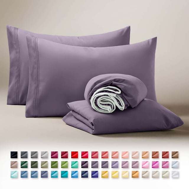 Clara Clark Juego de Sábanas Individual, Lujo 3 Piezas con Bolsillos Profundos, Ropa Cama Infantil Microfibra Ultrasuave, Color Morado Grisáceo.