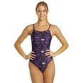 thumbnail image 4 of iSwim Varsity Blur Thin Strap One Piece Swimsuit, High Cut, Unpadded, Athletic (Women’s), 4 of 10