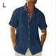 thumbnail image 5 of Minnieouse Camisa con botones para hombre, para viajar, senderismo, verano, fiesta en la piscina, caminar en la playa, Tops ajustados, ropa de Camisetas Azul oscuro L, 5 of 5