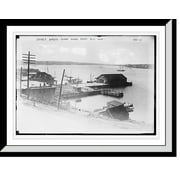 Historic Framed Print, Harbor, wharf where R.E. Peary will land, Sydney, 17-7/8" x 21-7/8"