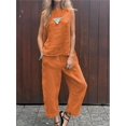 thumbnail image 1 of Printemps Été Nouveau Ensemble Sans Manches en Coton et Lin pour Femmes Mode Simple avec Poches Pantalon Long Décontracté 2 Pcs, 1 of 5