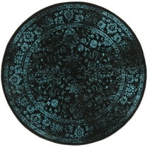 SAFAVIEH Adirondack Wyatt Traditional Distressed Area Rug, Black/Teal, 6'7" x 6'7" Round