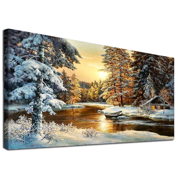 JYLMOOD Snow House Large Diamond Painting Kits with Full Accessories for Adults 70x40cm, craft Kits for Home Office Wall Decro